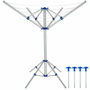 Camping Rotary Airier Caravan 4 Arm 3 Leg Portable Washing Line 355599