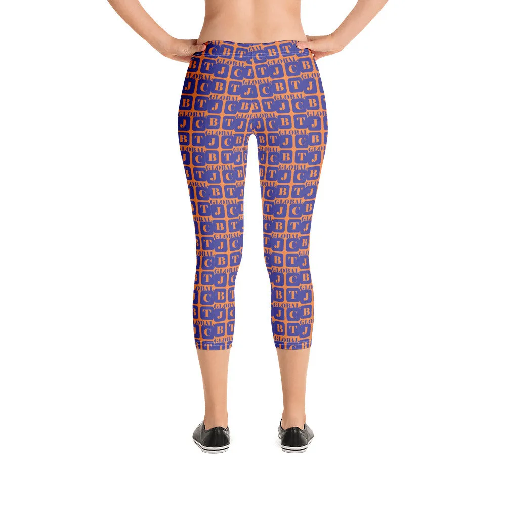 Capri Leggings "2023-0321 Orange (Blue Logo)"