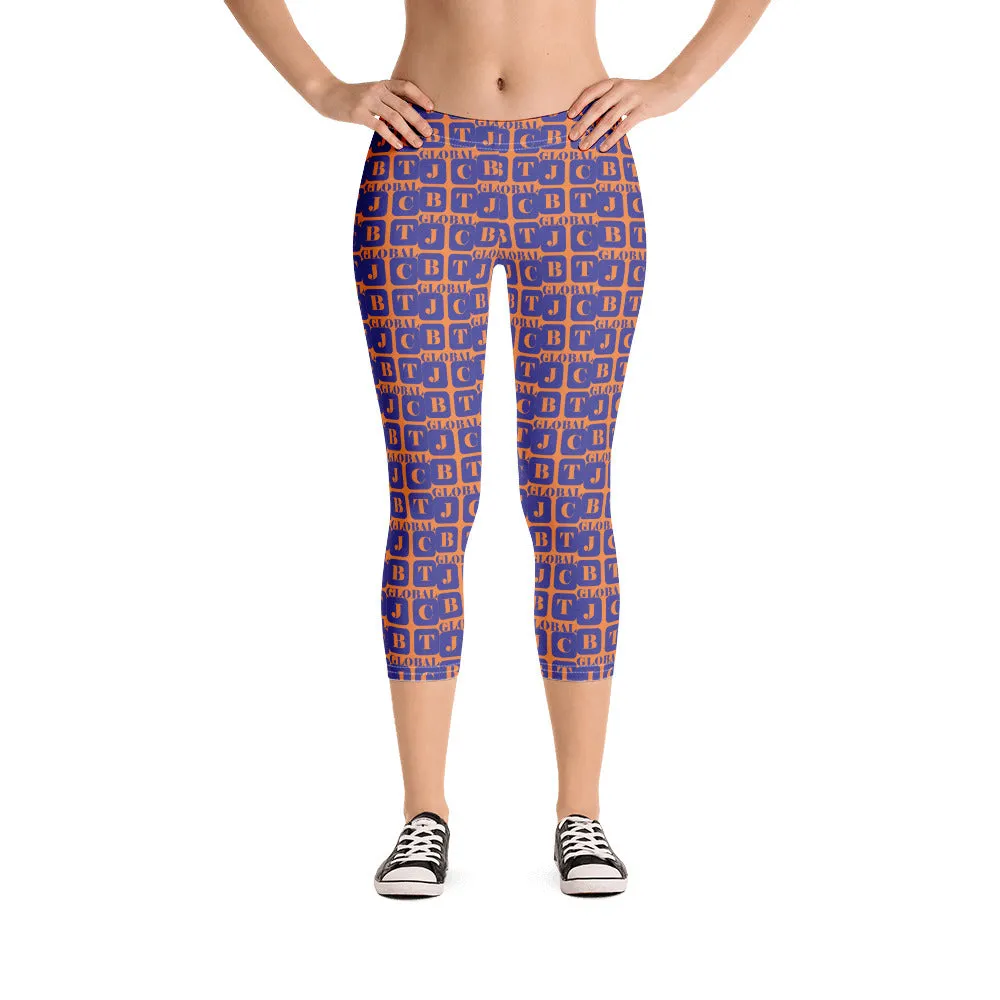 Capri Leggings "2023-0321 Orange (Blue Logo)"