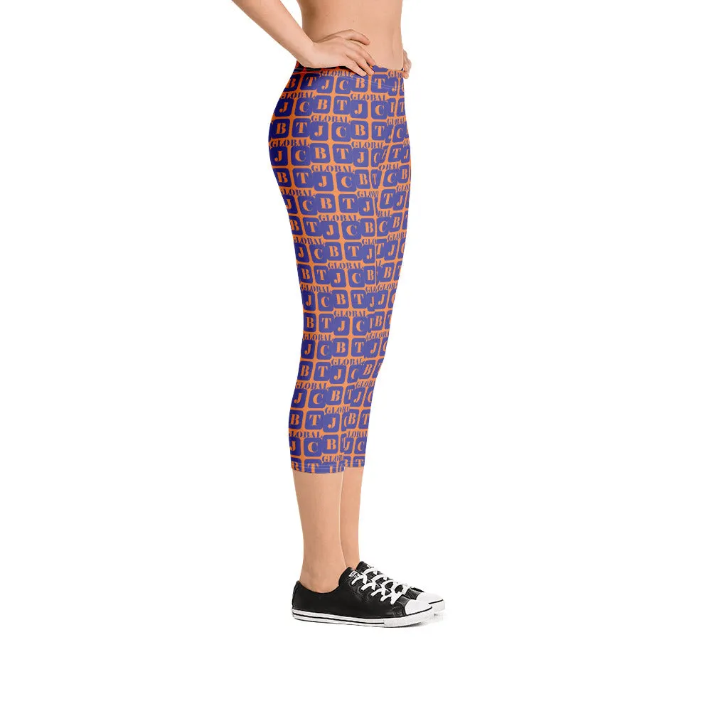Capri Leggings "2023-0321 Orange (Blue Logo)"