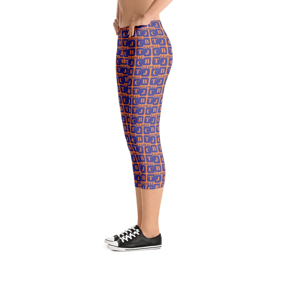 Capri Leggings "2023-0321 Orange (Blue Logo)"