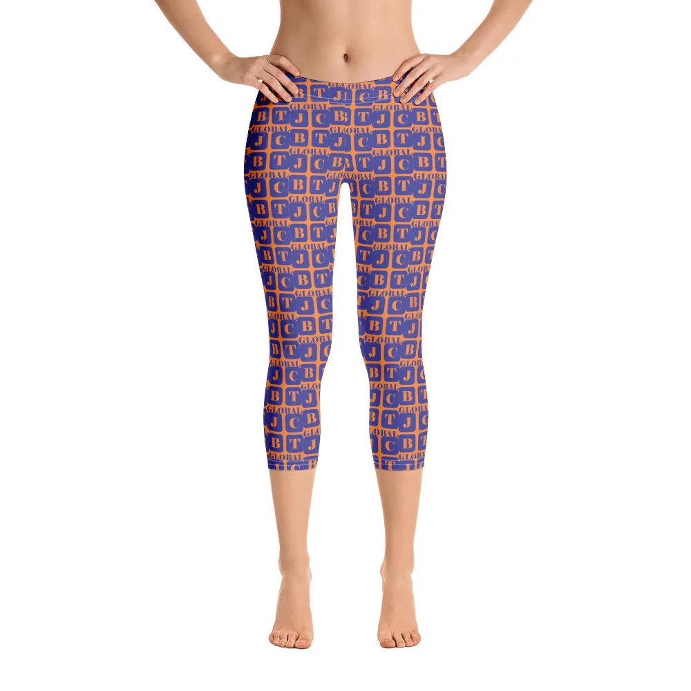 Capri Leggings "2023-0321 Orange (Blue Logo)"