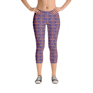 Capri Leggings "2023-0321 Orange (Blue Logo)"