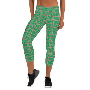 Capri Leggings "2023-0391 Pink (Green Logo)"