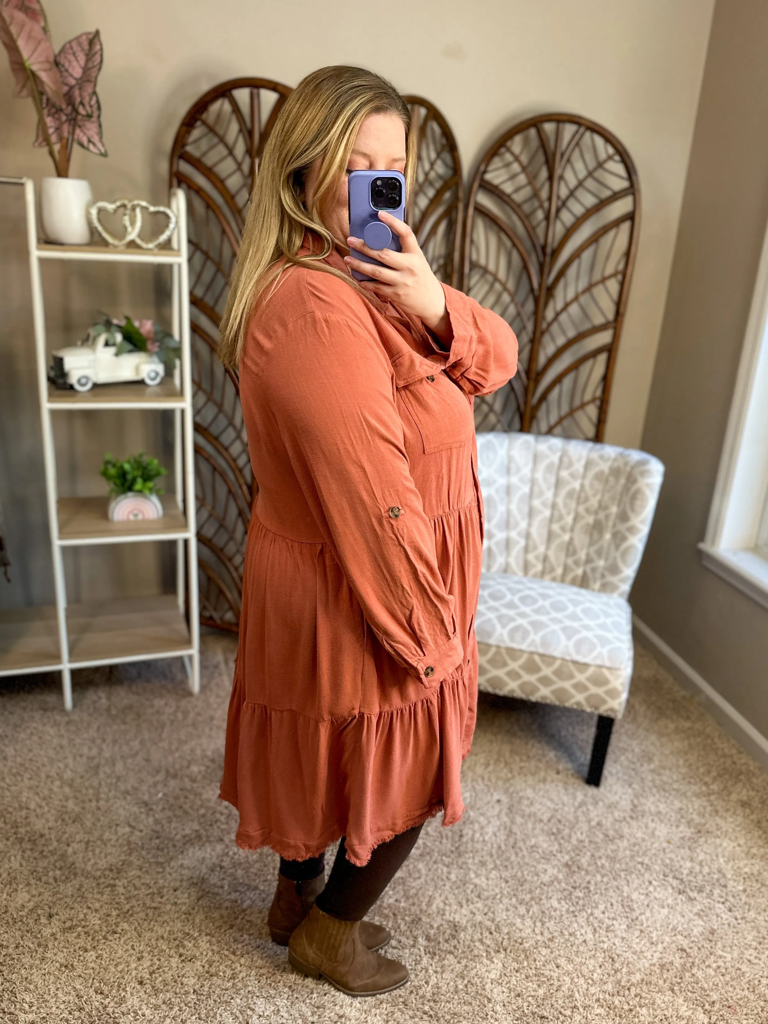 Case is Closed Raw Hem Dress - Ash Rose