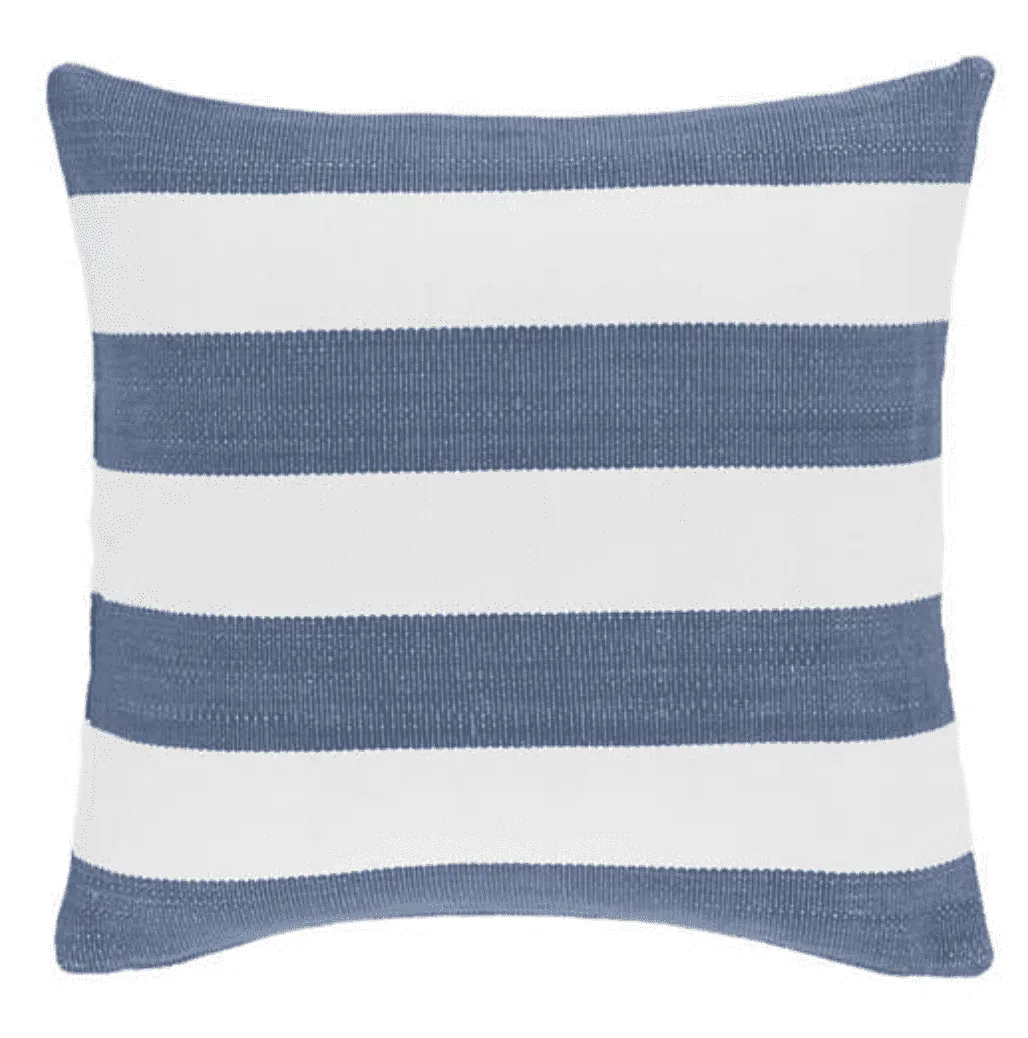 Catamaran Outdoor Pillow - Denim & White