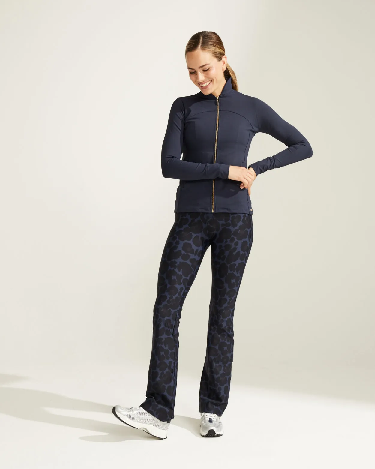 Celine Flared Leggings | Leopard Navy