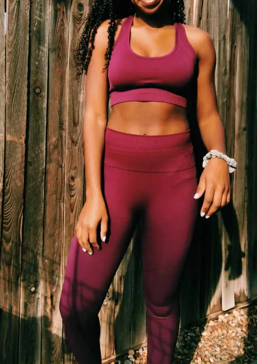 Chaturanga Bra and Legging Set - Burgundy