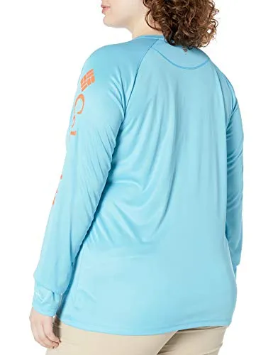 Columbia Women's Tidal Tee Heather Long Sleeve, Riptide Heather, Jupiter Logo, Medium