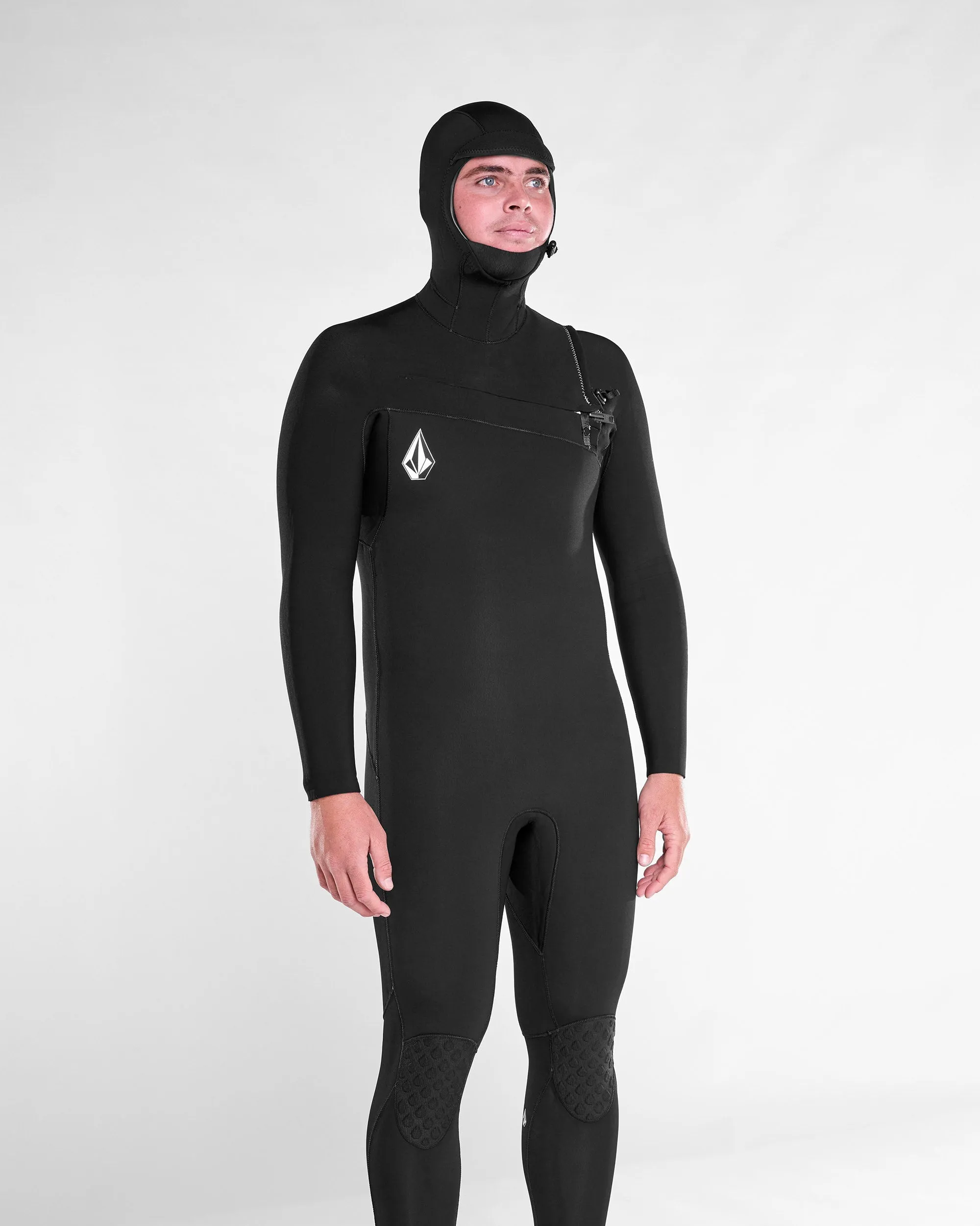 Combinaison de Surf Modulator à Capuche 4/3 mm Zippée Poitrine - BLACK