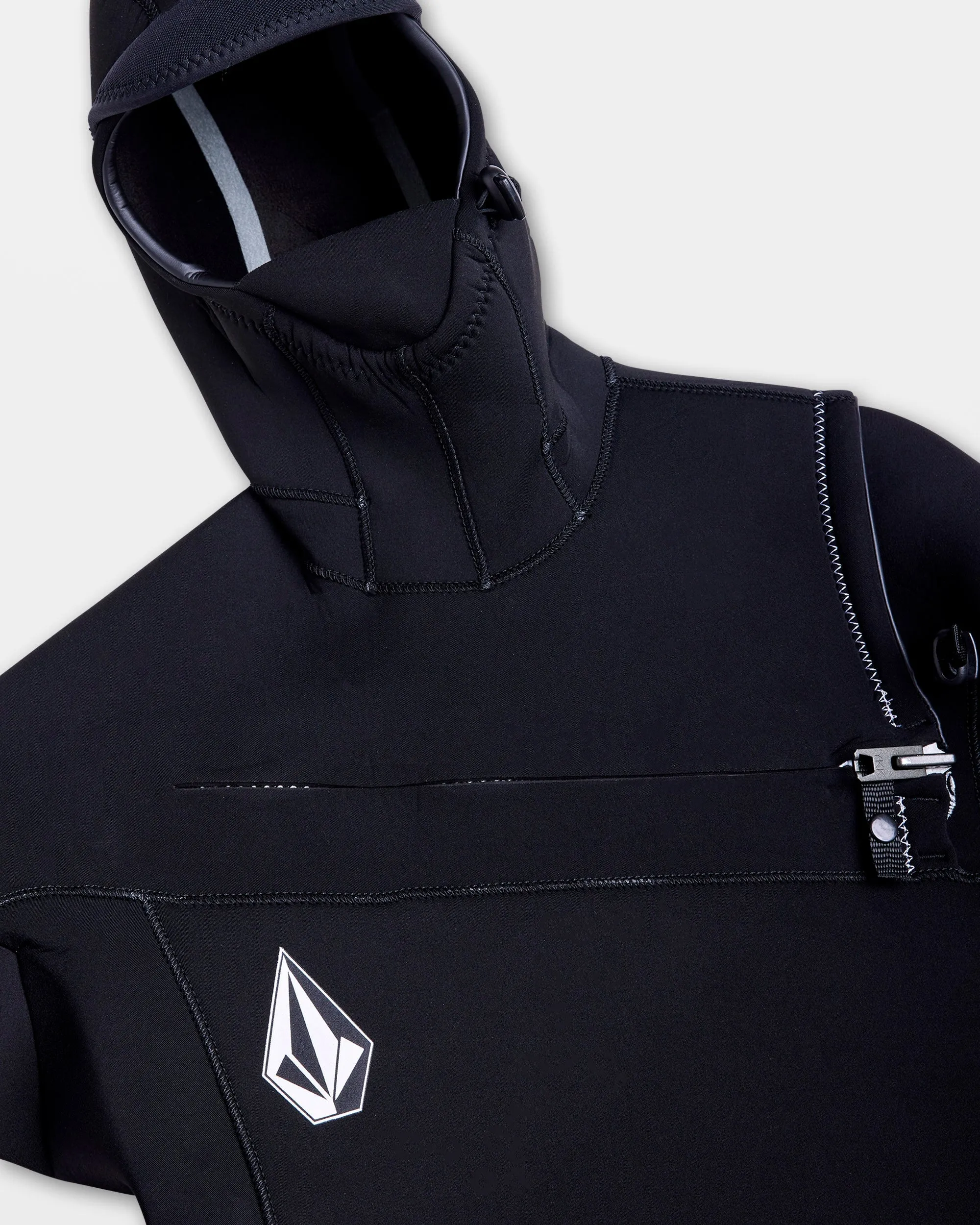 Combinaison de Surf Modulator à Capuche 4/3 mm Zippée Poitrine - BLACK