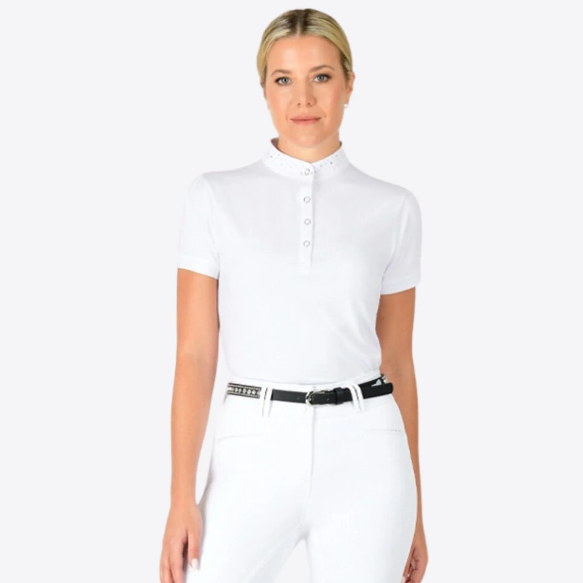 Cora Short Sleeve Competition Top - White