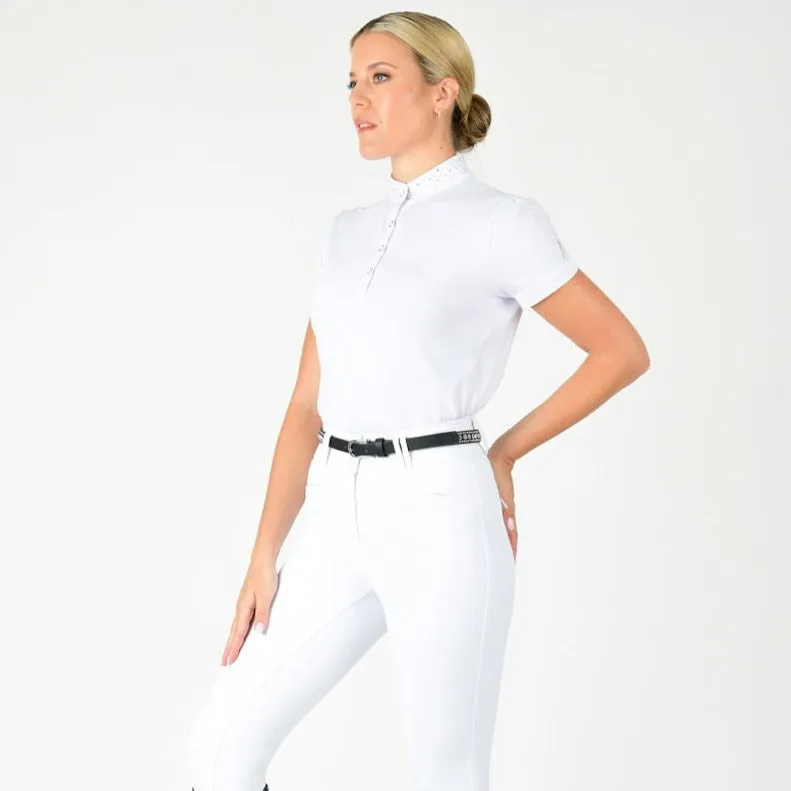 Cora Short Sleeve Competition Top - White
