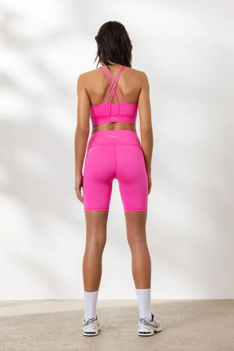 Criss-Cross Bra Neon Pink