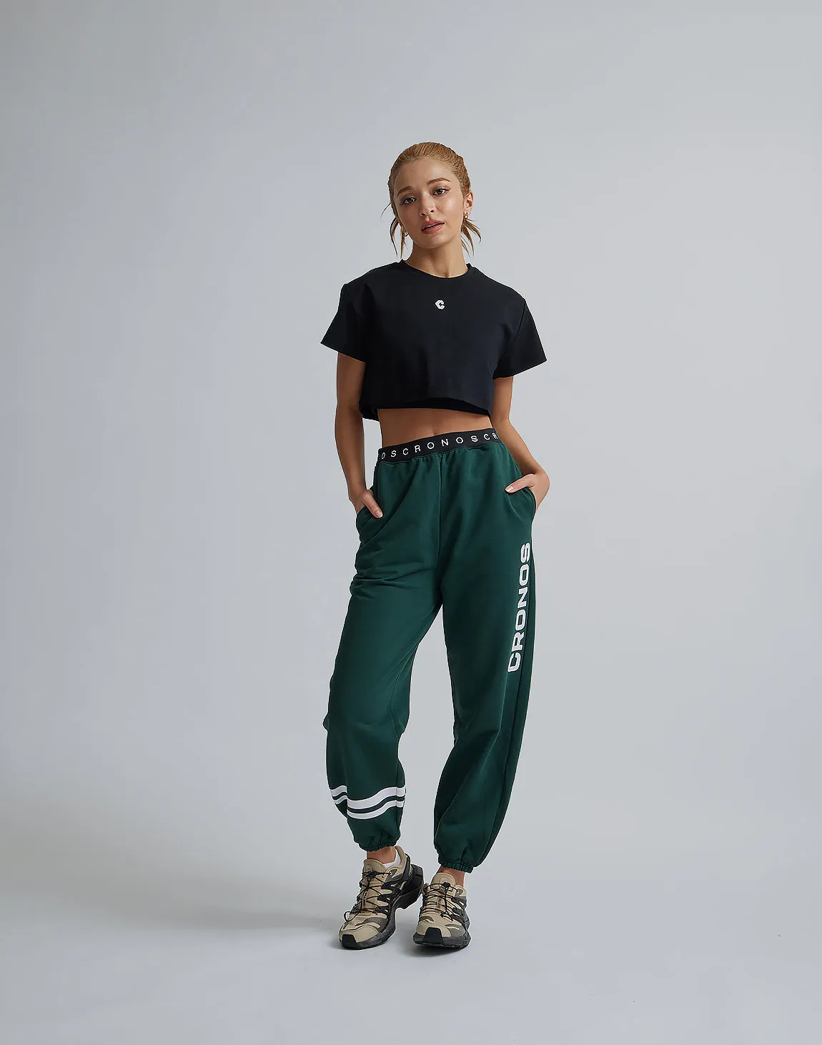 CRONOS WOMEN DESIGN SHORT T-SHIRTS【BLACK】