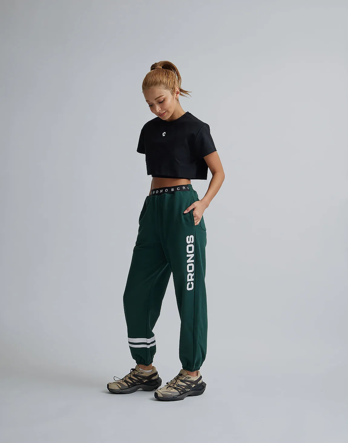 CRONOS WOMEN DESIGN SHORT T-SHIRTS【BLACK】