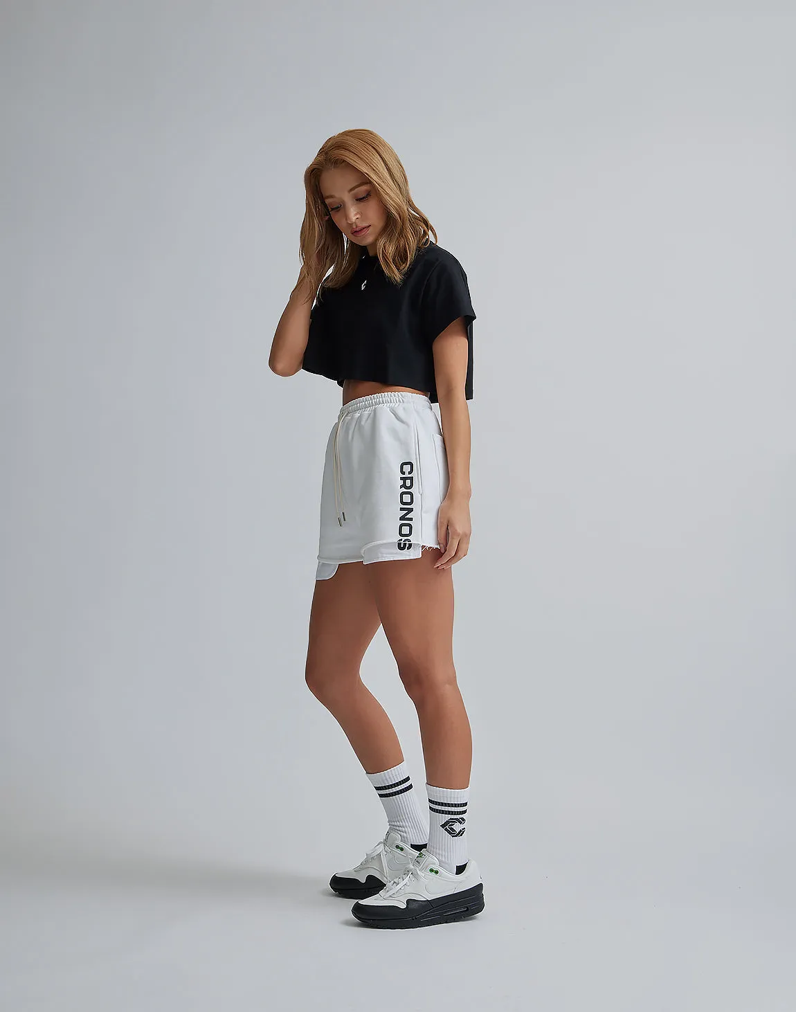 CRONOS WOMEN DESIGN SHORT T-SHIRTS【BLACK】