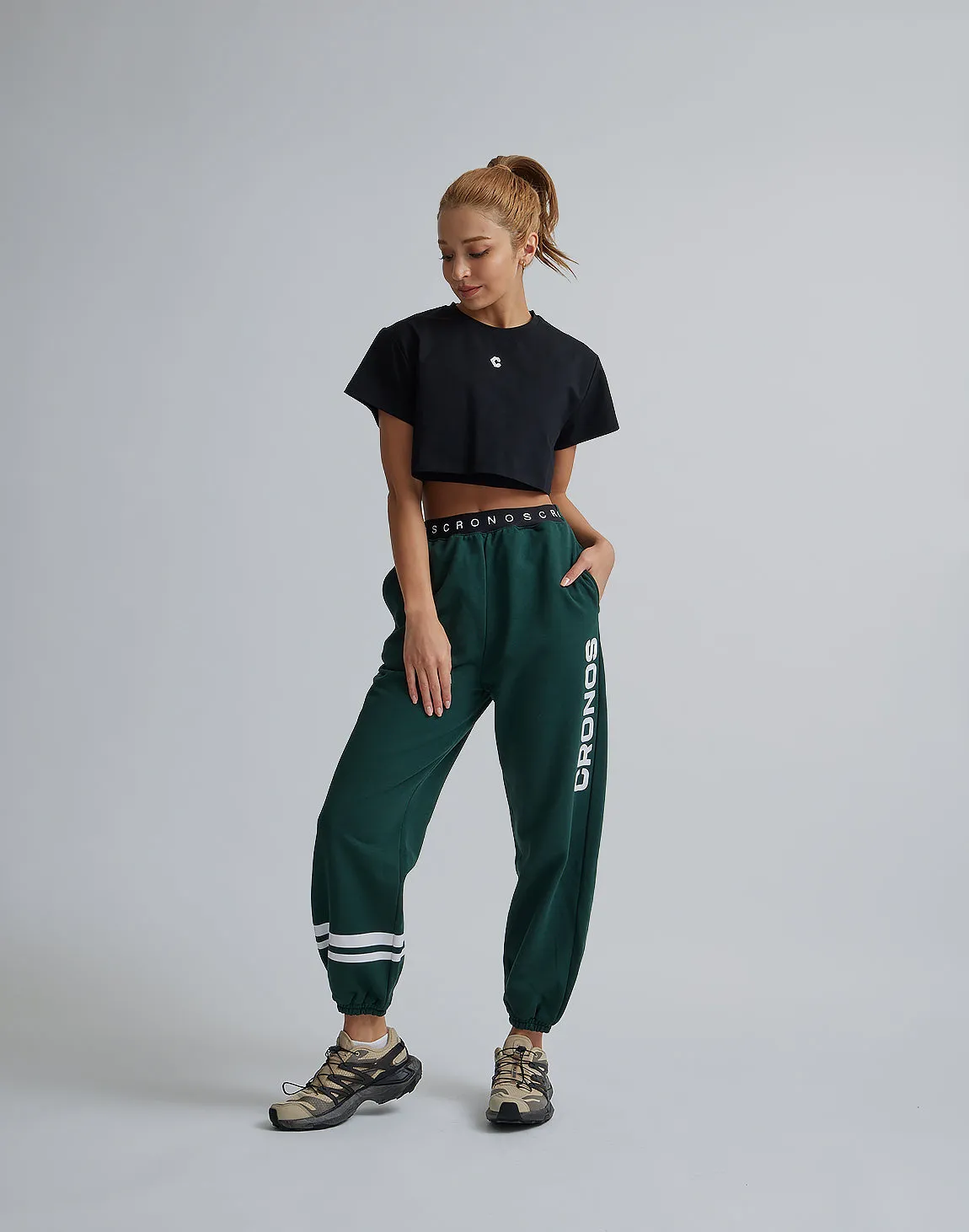 CRONOS WOMEN DESIGN SHORT T-SHIRTS【BLACK】