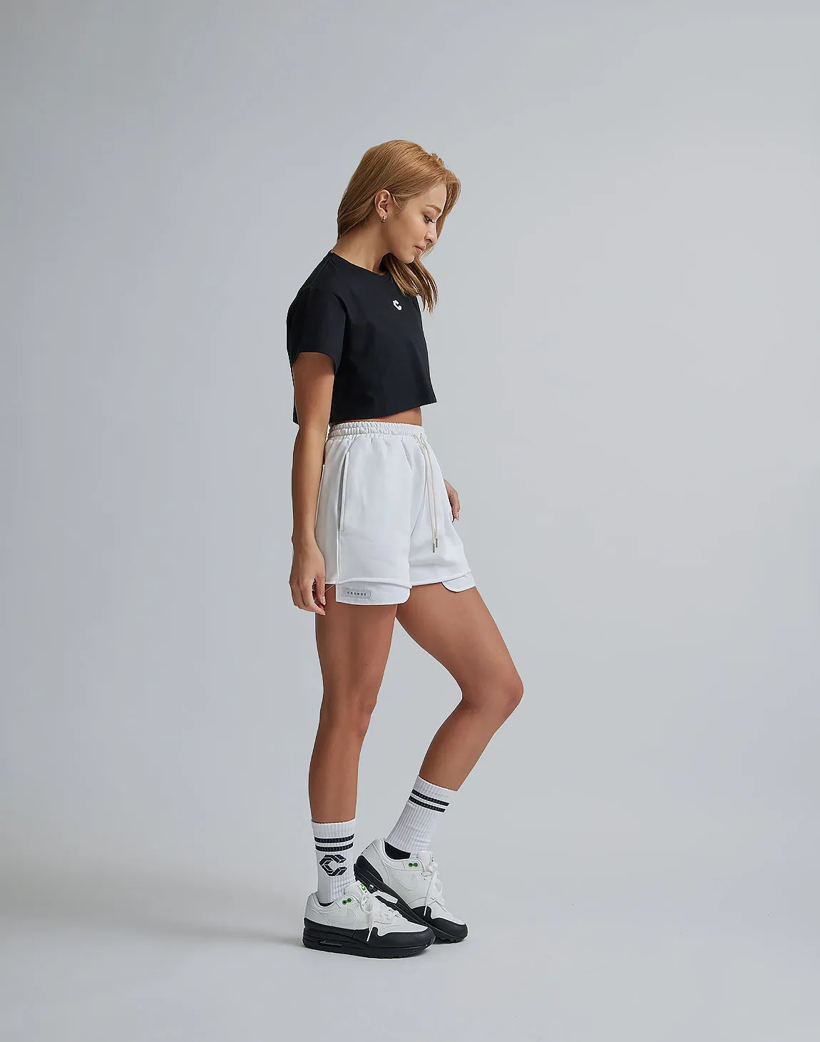 CRONOS WOMEN DESIGN SHORT T-SHIRTS【BLACK】