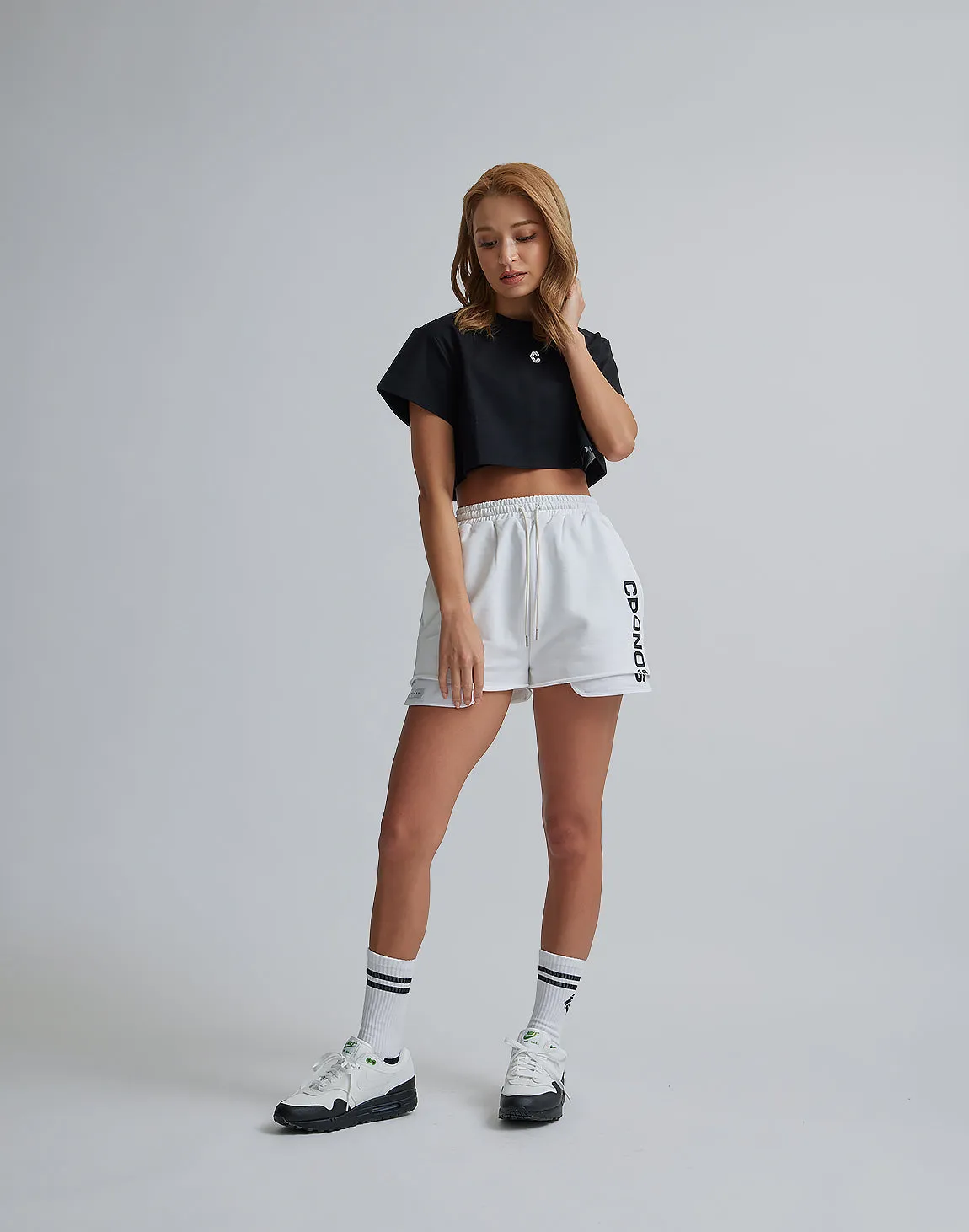 CRONOS WOMEN DESIGN SHORT T-SHIRTS【BLACK】