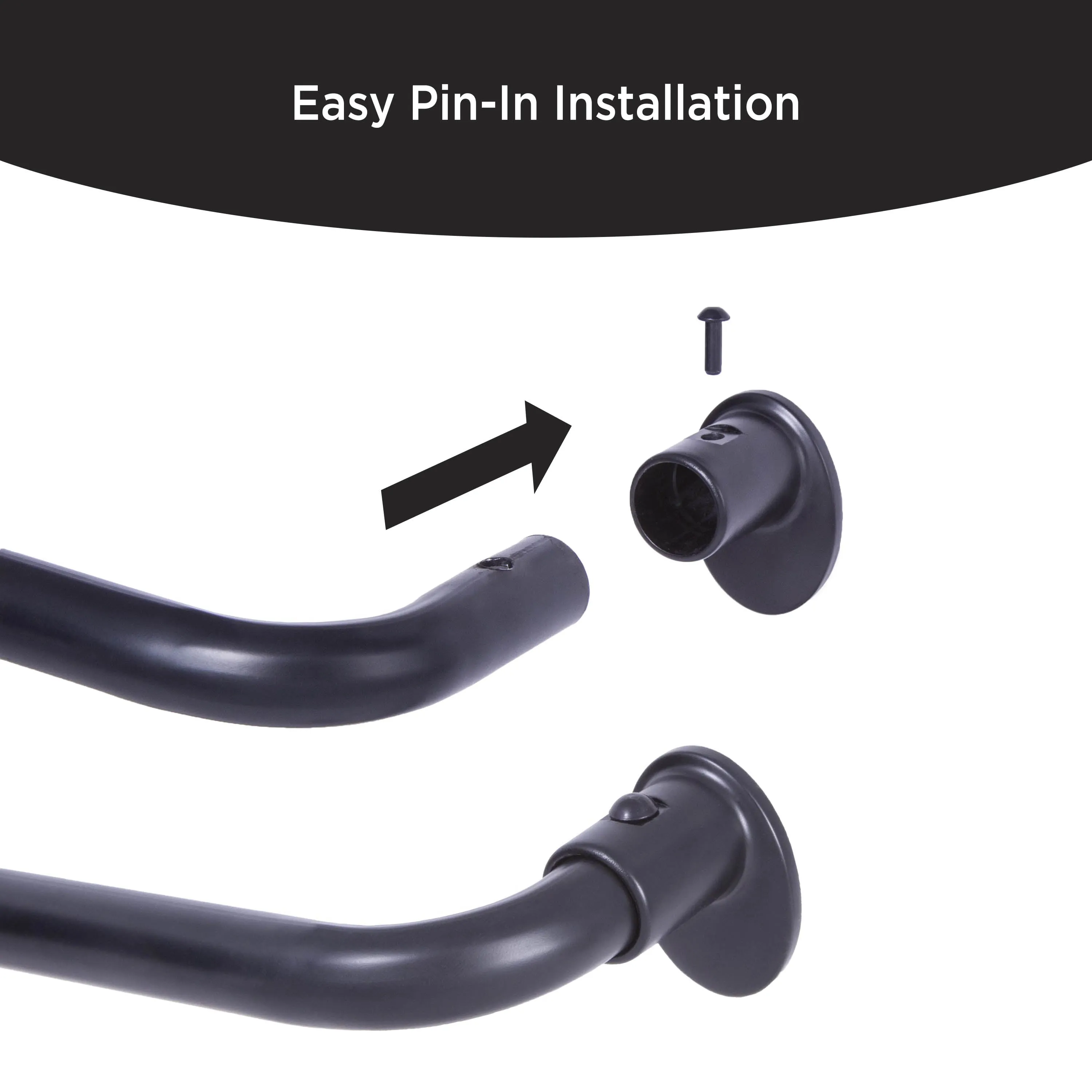 Curtain Rod Single Black Wrap Around Room Darkening 28 in. - 48 in. With Finial