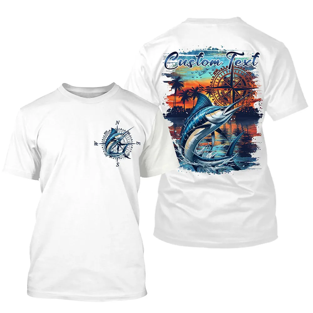 Custom Marlin Fishing Long Seeve Sport Fishing Shirts, Saltwater Performance Fishing Shirt IPHW7071