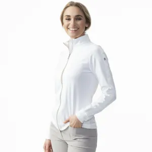 Daily Sport  Long Sleeve Full Zip  Half Neck Shirt -White