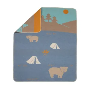 David Fussenegger Blue Camping Bears Bassinet Blanket