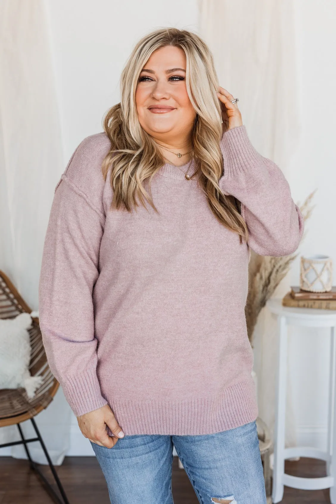 Destined For You Knit Sweater- Dusty Mauve