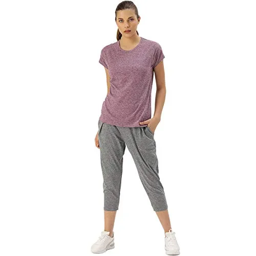 Enamor Women's Solid Slim fit T-Shirt (E089_Orchid Violet Mel W/Balance M)