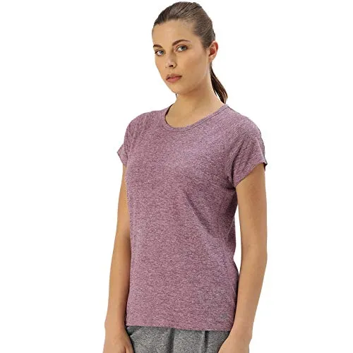 Enamor Women's Solid Slim fit T-Shirt (E089_Orchid Violet Mel W/Balance M)