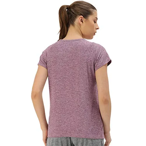 Enamor Women's Solid Slim fit T-Shirt (E089_Orchid Violet Mel W/Balance M)