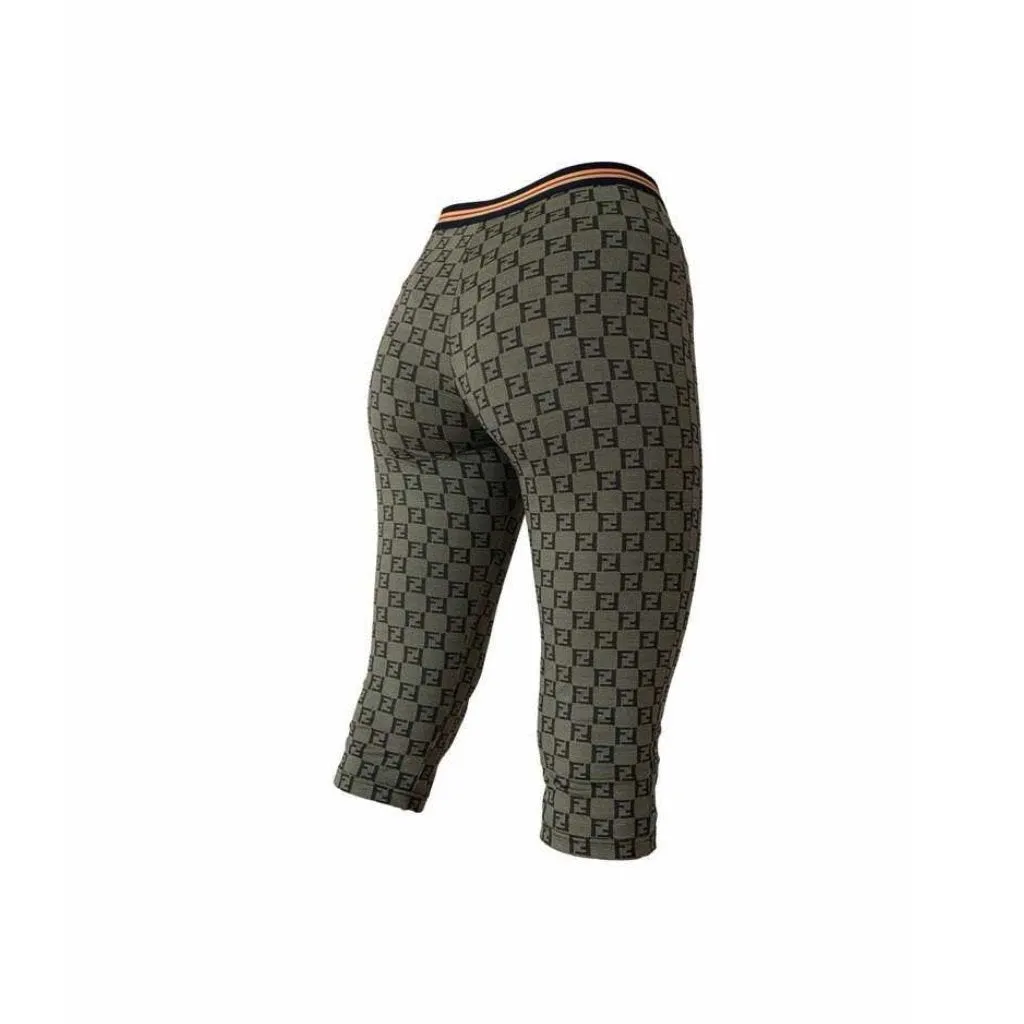 Fendi Brown Monogram Stretch Cropped Leggings