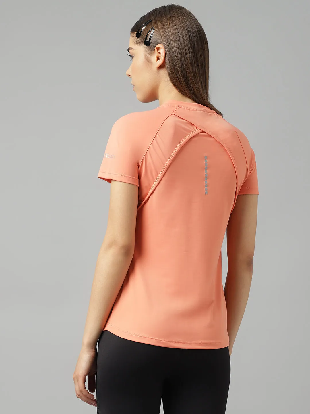 Fitkin women front zipper short sleeves t-shirt