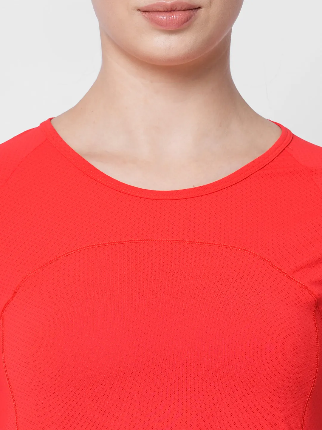 Fitkin women red side overlap style tshirt