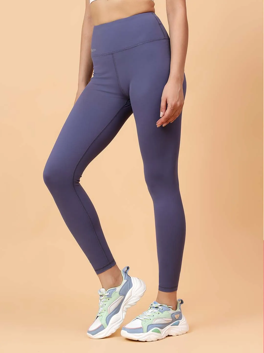 Fitkin Women's Midnight Blue Core High Waist Curve Sculpting Tights