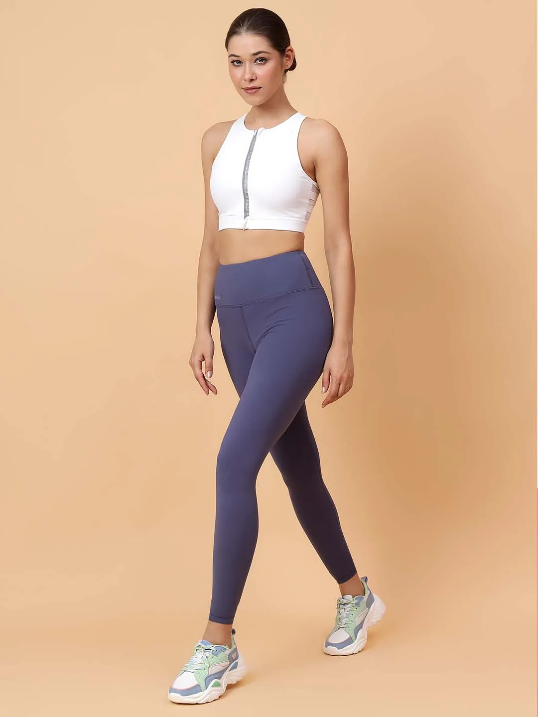Fitkin Women's Midnight Blue Core High Waist Curve Sculpting Tights