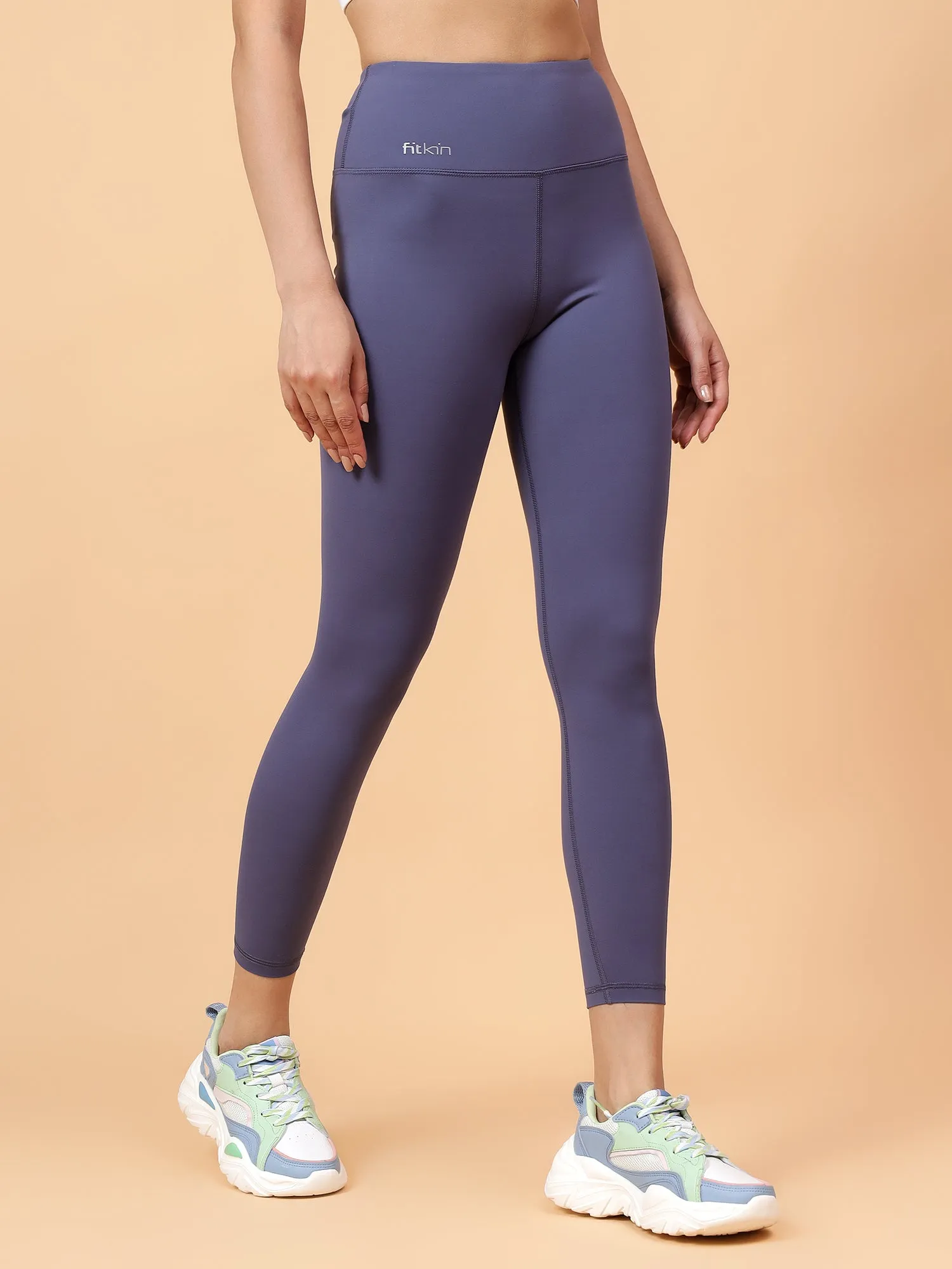 Fitkin Women's Midnight Blue Core High Waist Curve Sculpting Tights