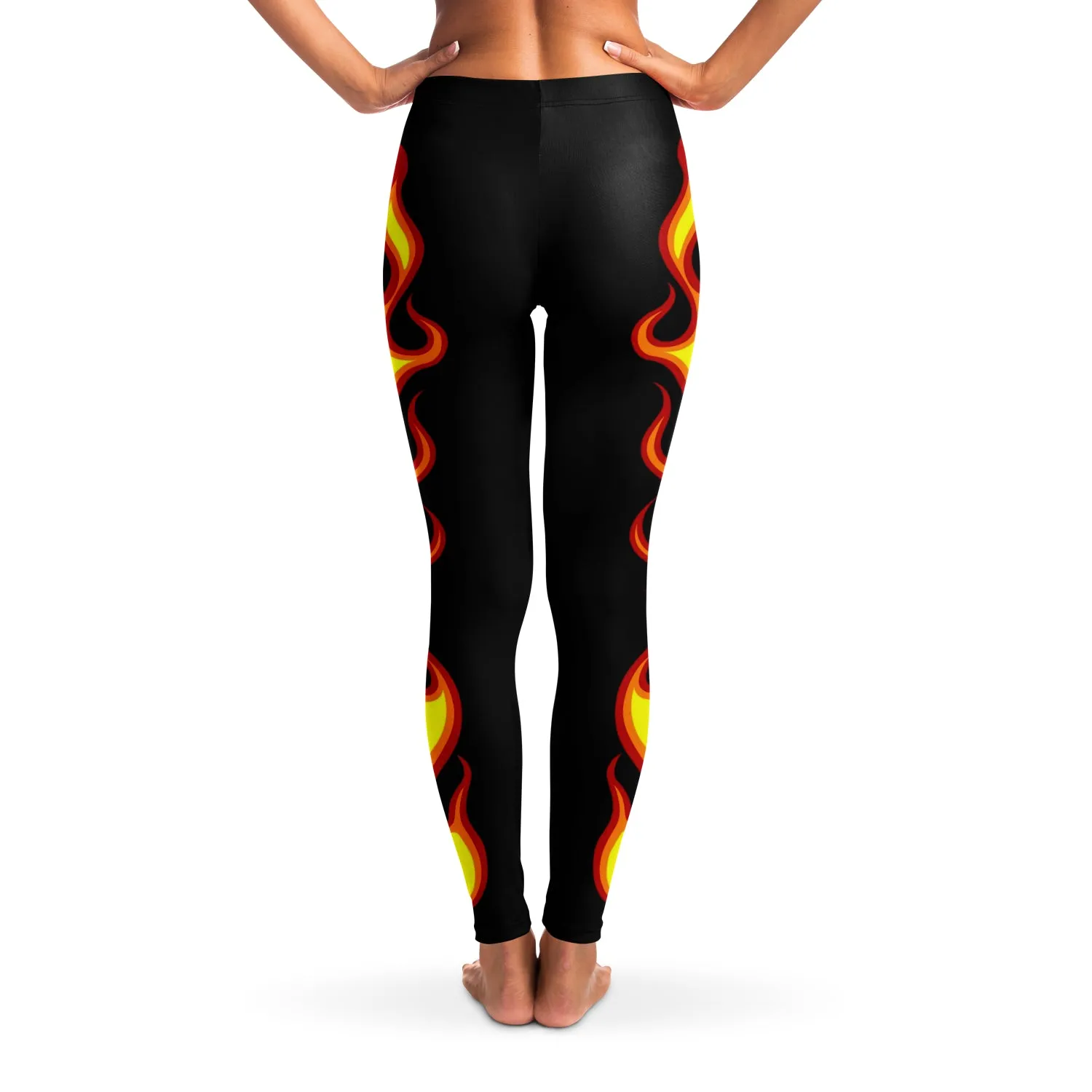 Flames on Black Leggings XS - XL