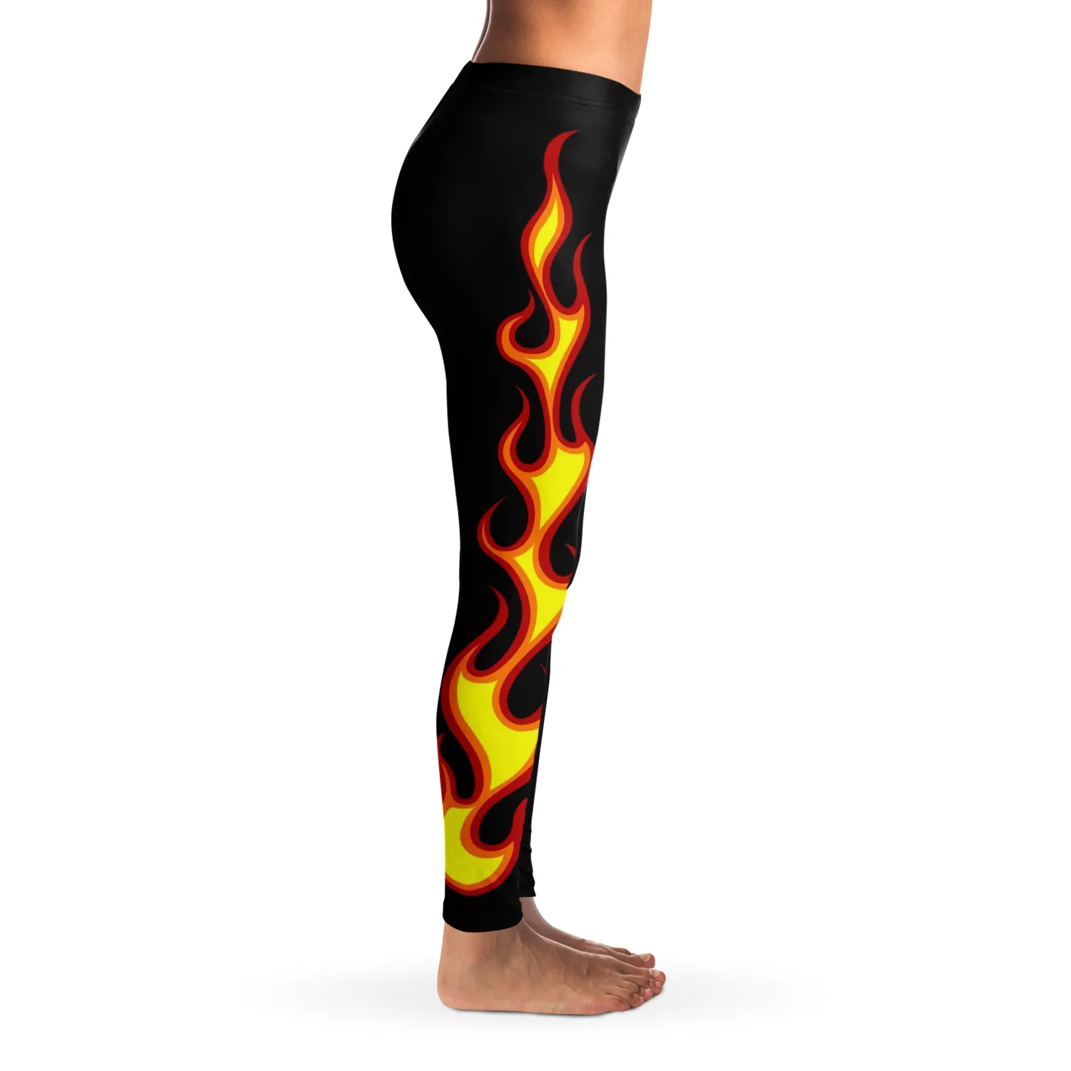Flames on Black Leggings XS - XL
