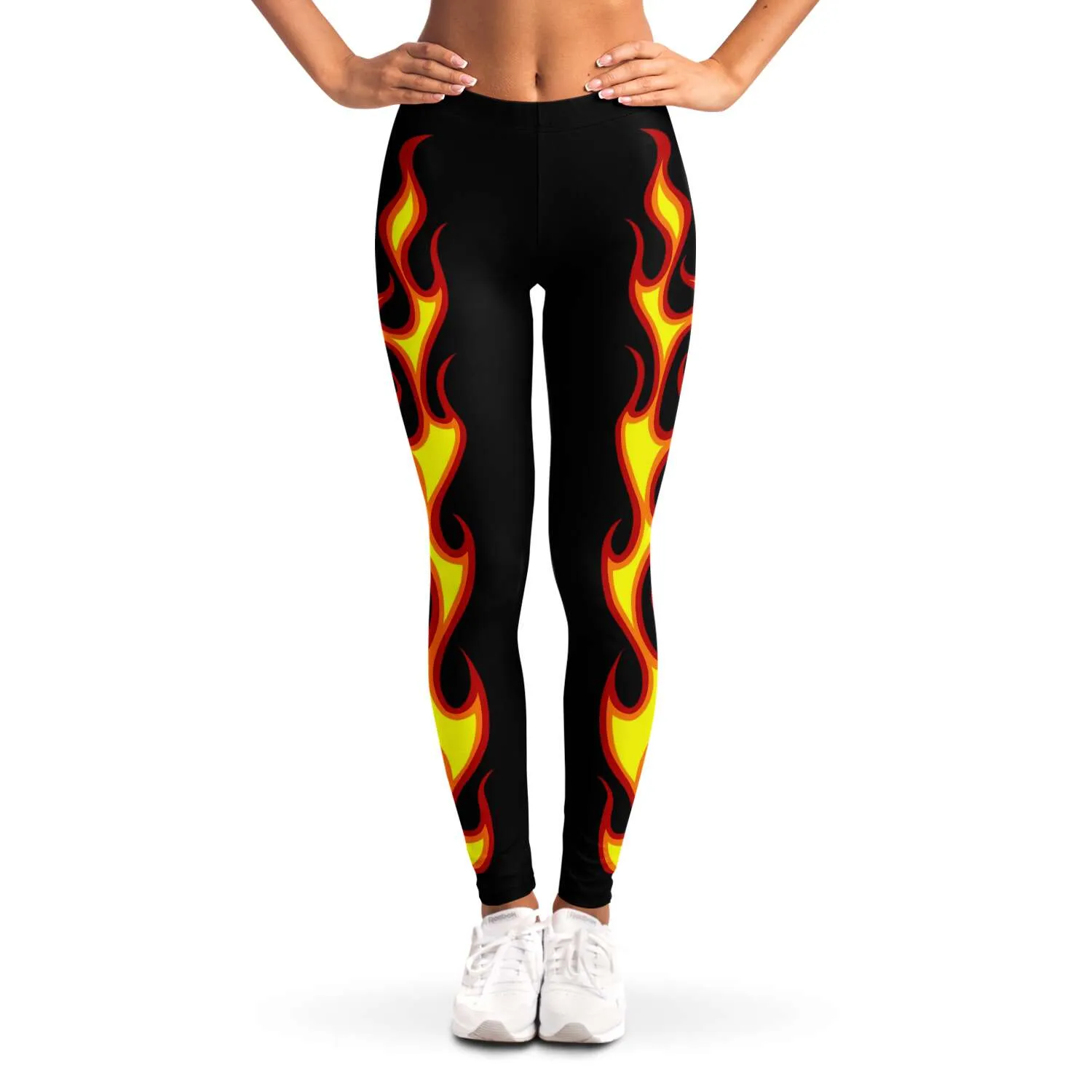Flames on Black Leggings XS - XL