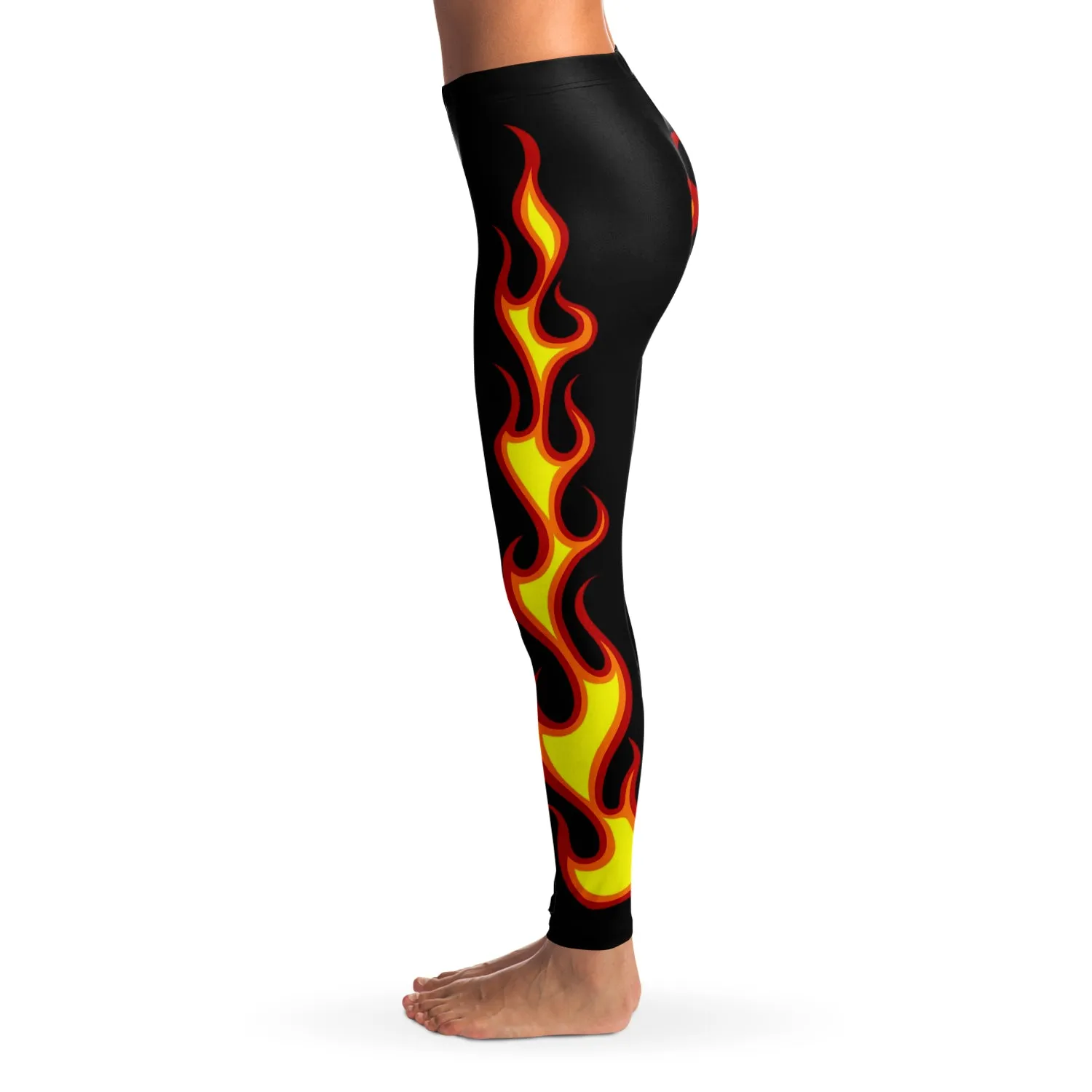 Flames on Black Leggings XS - XL