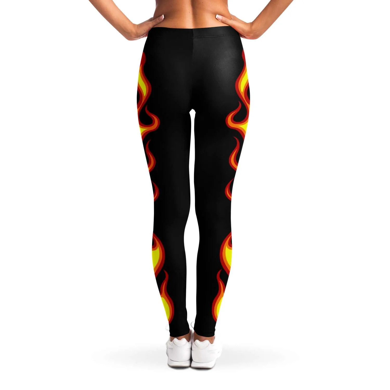 Flames on Black Leggings XS - XL