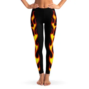 Flames on Black Leggings XS - XL