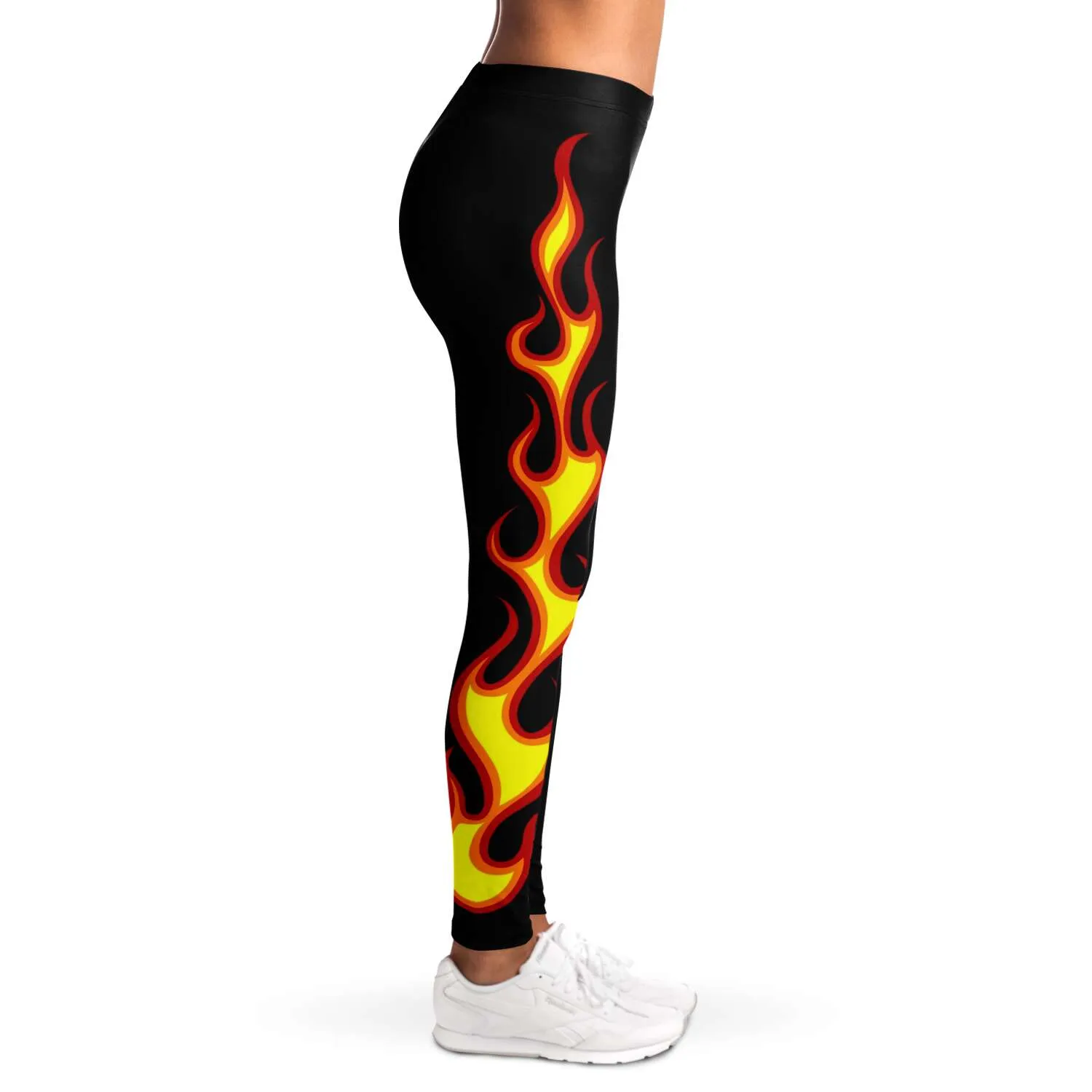 Flames on Black Leggings XS - XL