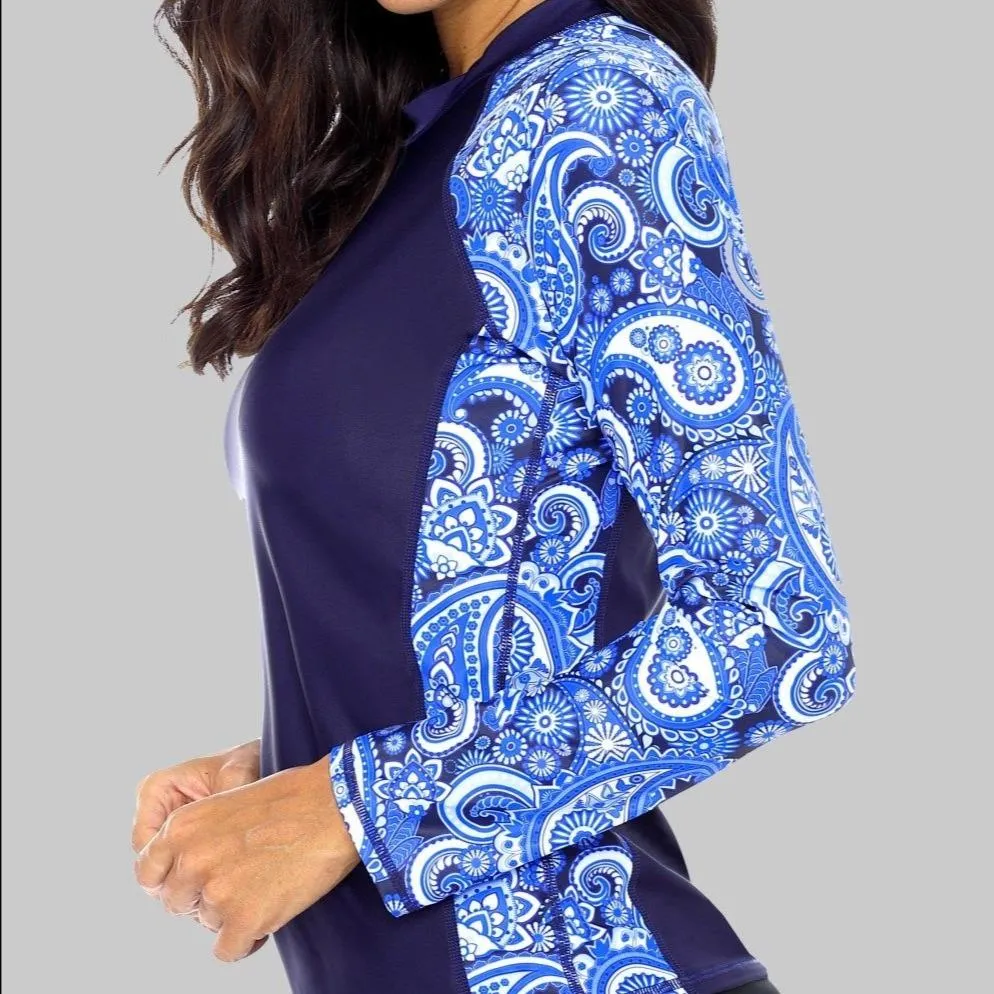 Floral Long Sleeve Swim Shirt - UPF 50  Rash Guard
