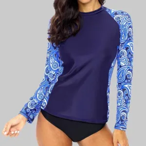 Floral Long Sleeve Swim Shirt - UPF 50  Rash Guard