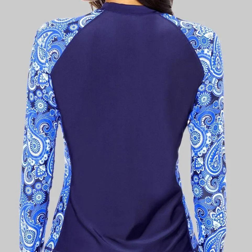 Floral Long Sleeve Swim Shirt - UPF 50  Rash Guard