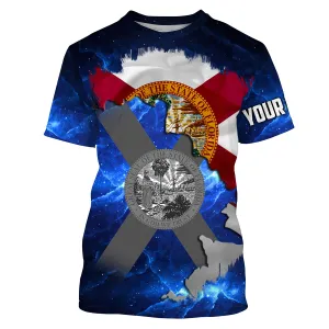 Florida Flag blue galaxy Universe patriotic Custom name fishing jerseys | Tshirt - NPQ817