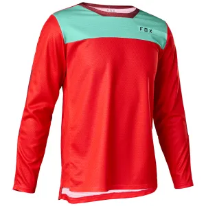 Fox Youth Defend Ls Jersey Moth - Flo Red